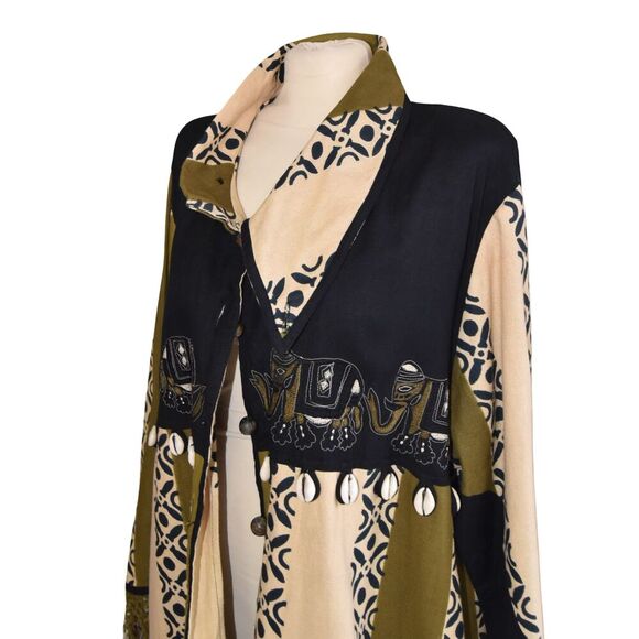 L’affaire Rayon Robe Jacket Indian Elephant Trim Boho Festival Kimono One Size - Picture 7 of 15